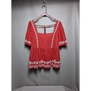 Old Navy Crop Top 2X Boho Festival Peasant Embroidery Folk Cottagecore Retro 70s